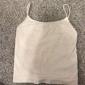 American Eagle Outfitters Cream Ribbed Spaghetti Strap Camisole